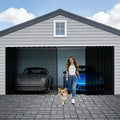Sliding Garage Door Screen 2 Car with Track Closure 16x7Ft Retractable | Retractable Privacy Curtain Keep Annoying Animals Out Easy Install Heavy Duty Fiberglass Mesh Net for 2 Car Garage B1 by NGNFZQ