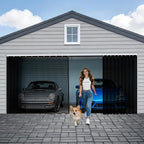Sliding Garage Door Screen 2 Car with Track Closure 16x7Ft Retractable | Retractable Privacy Curtain Keep Annoying Animals Out Easy Install Heavy Duty Fiberglass Mesh Net for 2 Car Garage B1 by NGNFZQ