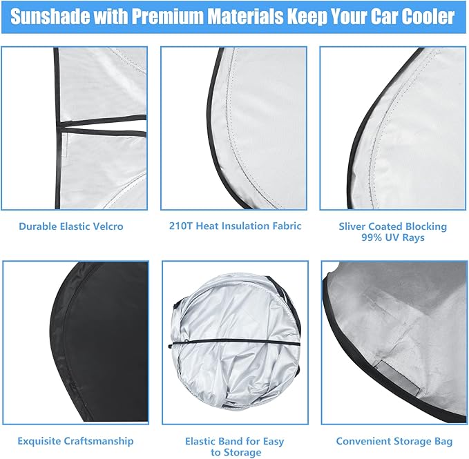 Car Windshield Sun Shade Fit 2026-2016 Toyota Tacoma 2Dr 4Dr Truck | HOHUIGO Foldable Car Window Sunshade Accessories Fit Tacoma Limited 2Door 4Door Pickup Sun Visor Protector for Toyota Tacoma - Image 6
