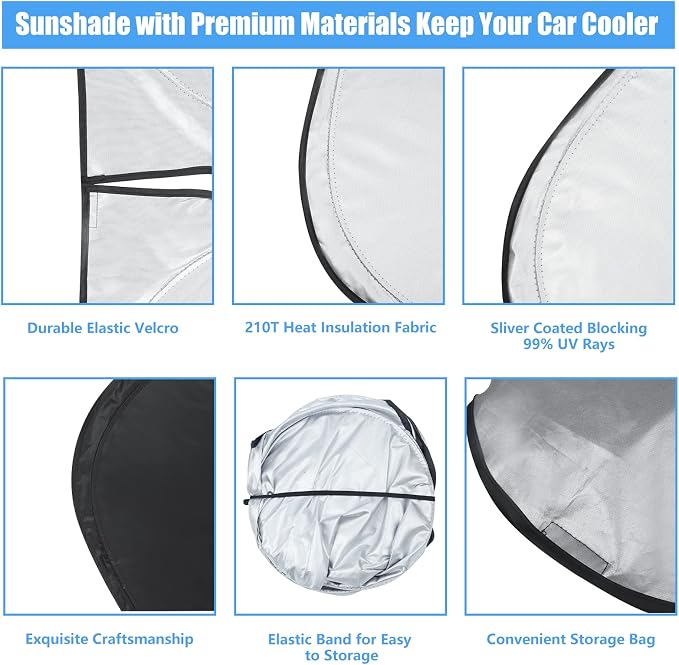 Windshield Sun Shade Fit 2021-2007 Toyota Tundra Limited SR5 Platinum TRD | HOHUIGO Car Front Window Sunshade Truck Accessories Fit Toyota Tundra Pickup Sun Visor UV Protector Heat Shield Cover - Image 6