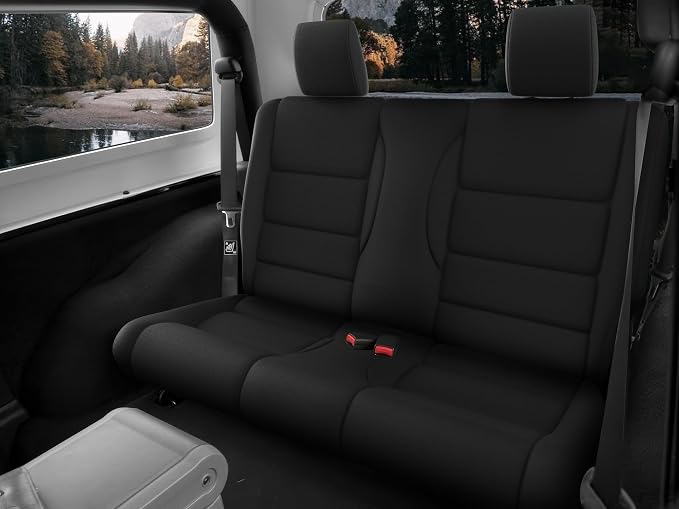 GIANT PANDA Neoprene Seat Covers for Jeep Wrangler JK 2-Door (2007-2010), Neoprene UV&Waterproof, Foam Padded Wrangler Seat Covers 2-Door Full Set(Black) - Image 8