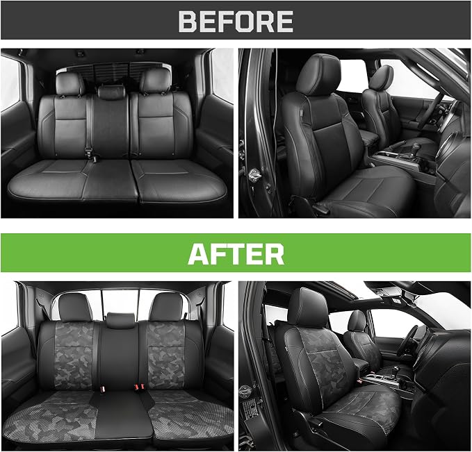 Car Seat Covers Fit for Toyota Tacoma 2016-2023 Double/Crew Cab,Black | Custom Faux Leather Full Set,Waterproof & Wear-Resistant,Fits Tacoma 3rd Gen SR,SR5,Limited,TRD Sport,TRD Off-Road,TRD Pro - Image 7
