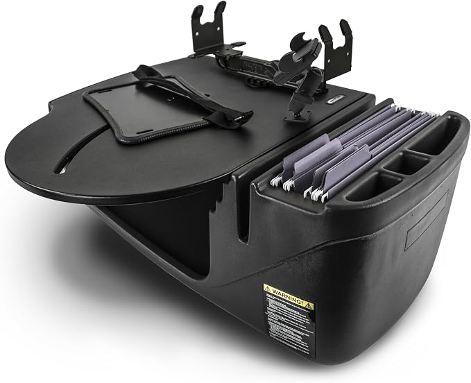 AutoExec AE-RMCD-PI-PM-PS-BT Roadmaster Car Desk for Your Vehicle Workstation and Mobile Office, Black with 400 watt Power Inverter, Phone Mount and Printer Stand | 400 Watt Power Inverter, Phone Mount, Printer Stand, Vehicle Workstation and Mobile Office by AutoExec