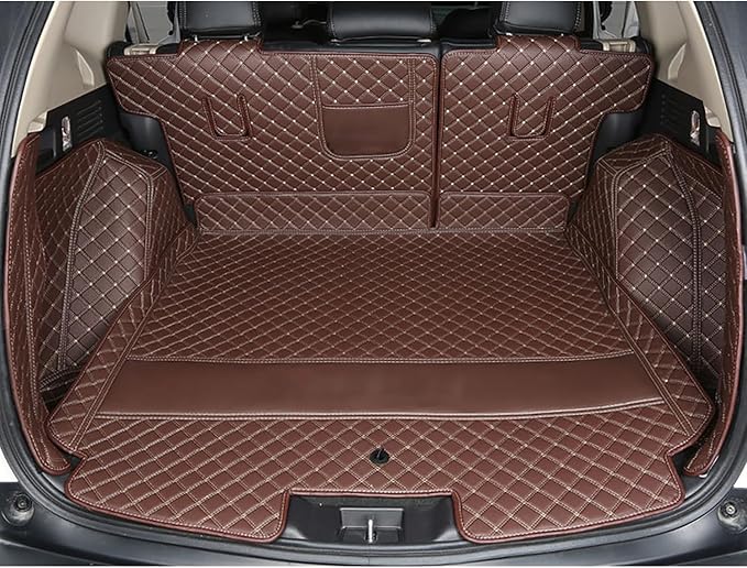 Trunk Mat for 2014-2021 Nissan Pathfinder / 2013 Infiniti JX35 / 2014-2020 Infiniti QX60- Rear Cargo Mat + Back Seat Mat + High Side Panel, 100% Fit Heavy Duty -Coffee by ZYCHUANGYING