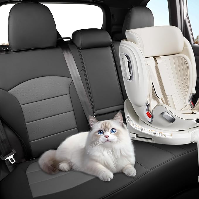 Custom Seat Covers for 2025 Subaru Forester,Rear w/Armrest,Faux Leather | Full Set Suv Seat Cushion,Easy Installation,Factory Look,Waterproof Car Seat Protector (Black/Gray) - Image 6