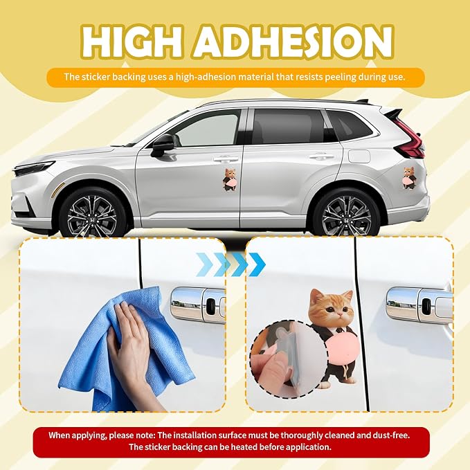 3D Suit Cat Belly Car Stickers,Soft Car Door Edge Guards for Avoiding Collisions and Cars Decorations,Self-Adhesive Cute Automotive Decals as Cars Door Edge Protector - Image 6