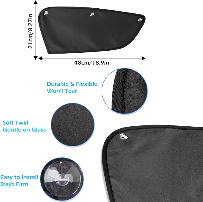 Car Window Shades, Side Window Sun Glare Blocker with 3 Strong Suction Cups, 2 Pack UV Protection Driving Shade for Driver & Passenger Side, Heat Reduction, Easy Installation - Image 4