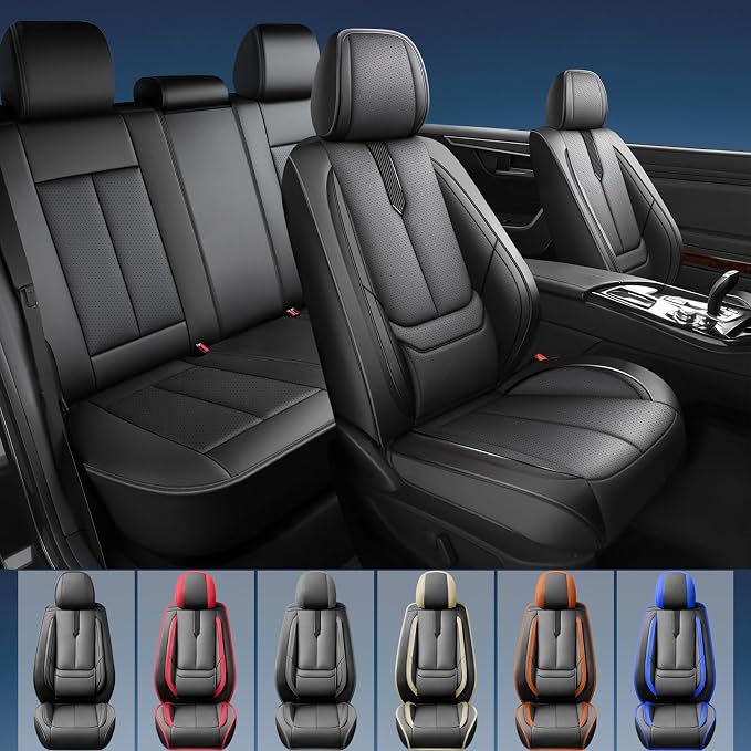Fit Ariya Car Seat Covers for Nissan Ariya 2023 2024 2025 2026 -Upgraded Premium Waterproof & Breathable Leather,Airbag Compatible,All-Weather Seat Cushion Protector,Full Set,Black - Image 2