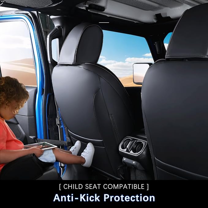 Custom Fit Car Seat Covers Full Set for 2020-2026 Jeep Gladiator | Premium Faux Leather, Waterproof, Scratch Resistant, Airbag Compatible, Not for Front Power Seats - Image 3