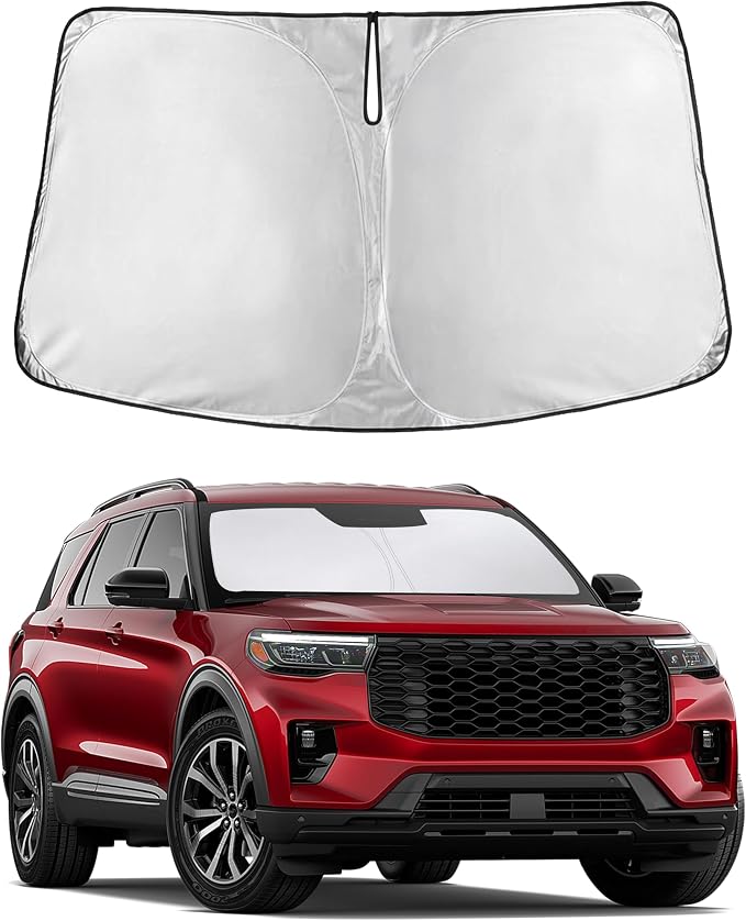 Autovir Windshield Sun Shade Fit for 2020-2024 2025 2026 Ford Explorer | Sunshade, Front Car Window Shades Sun Visor, Blocks UV Rays & Heat, Car Accessories by Autovir