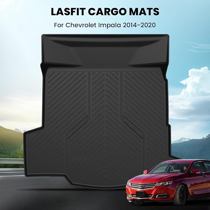 LASFIT Trunk Mat for Chevrolet Chevy Impala 2014-2020 Car Floor Mats | Not Fit Equipped with The Auto Stop/Start System, All Weather TPE, Custom Fit Black, Easy to Wash, Durable Trunk Mat - Image 8