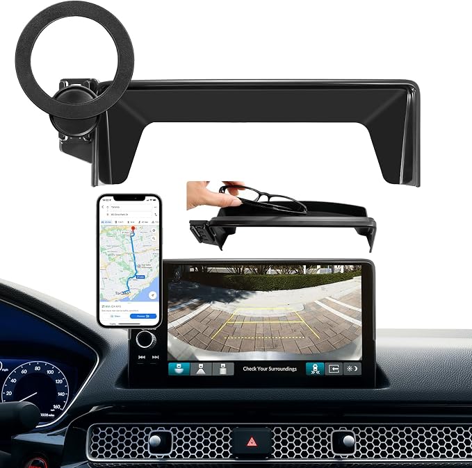Car Phone Holder for Honda Civic 11th Gen 2022-2025 2026 7/9-Inch Screen | Strong Magnetic Cell Phone Mount for Magsafe iPhone & Sunglasses Box, 360° Hands-Free No Air Vent Blockage Stable Stand by MOCHENT