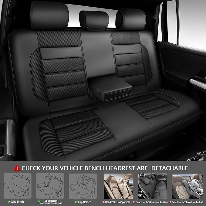 CAR PASS Memory Foam Seat Covers Full Sets, Airy Cool Mesh Thick Car Seat Covers, Leather Car Seat Covers 5 Seats Airbag Compatible, Universal Automotive Comfort for Most Cars, Trucks, SUV, Black - Image 3