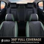 FLORICH Leather Seat Covers Full Set Automotive Car Seat Cover Front and Back Waterproof Auto Seat Covers Full Coverage Car Seat Protector Cushion Universal Fit for Most Cars SUV Trucks, Black&Green - Image 9