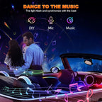 Jushope Interior Car LED Strip Lights with Dream Color, Ambient Lighting | Wireless APP and RF Remote Control Dynamic Chasing Music Sync LED Lights for Car Decoration, Car Charger or Hardwire DC 12V - Image 6