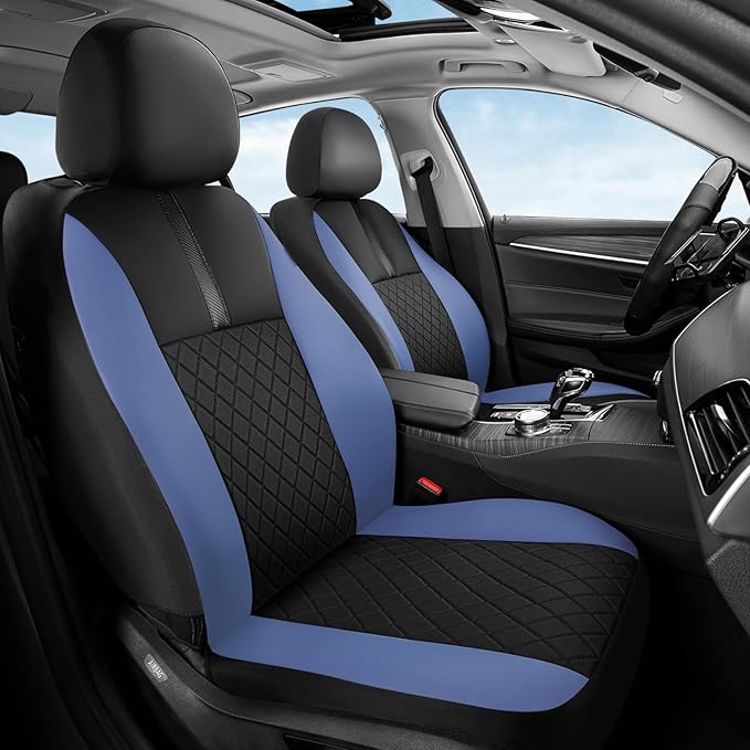 Coverado Car Seat Covers Front Pair, Automotive Leather Seat Covers for Car，Universal Fit Front Back Seat Cover, Non-Slip Waterproof Breathable Car Seat Protector by COVERADOAUTO