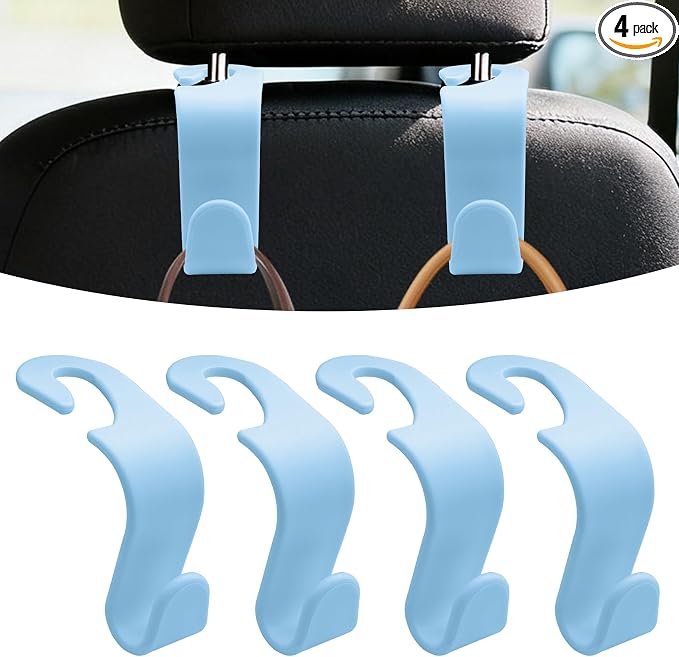 4PCS Car Seat Headrest Hooks, Purse Hook for Car | Car Headrest Hidden Hook, Car Interior Accessories Multi-Use Portable Headrest Organizer Holder for Purse Handbag Coats by Unknown