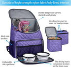 BAGLHER Dog Travel Bag Airline Approved Pet Supplies Backpack, Dog Travel Backpack with 2 Silicone Collapsible Bowls and 2 Food Baskets Purple - Image 4