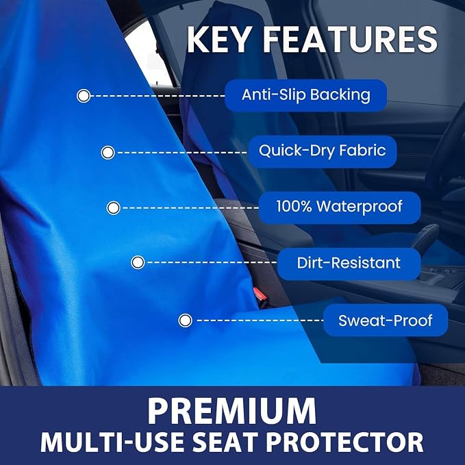Dri Seats Waterproof Car Seat Towel Cover for Runners, Post Workout, Blue - Image 2