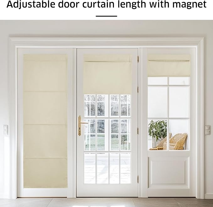 NICETOWN Light Beige Magnetic Blackout Door Blinds, No Drill Roman Shade | Front French Door Curtain for Window, Thermal Insulated Light Blocking Shades, Sidelight Glass, 24" W x 64" L, 1 Panel - Image 5