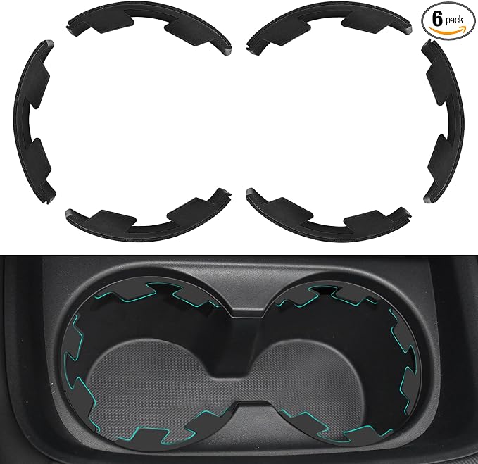 6PCS Silicone Car Cup Holder Insert with Arc Leaf Design, Car Cup Holder Expander, Silicone Self-Adhesive Cup Holder Stabilizer, Anti-Shake Auto Water Bottle Stabilizers for Most Vehicles by Unknown