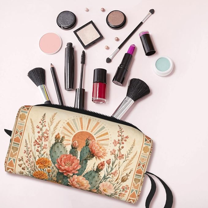 Cactus Small Makeup Bag, 600D Oxford Cosmetic Pouch for Women | Cactus Cosmetic Bag and Toiletry Pouch with Double-Sided Print and Foam Padding for Women, Travel, Gym, Weekend and Daily Use - Image 6