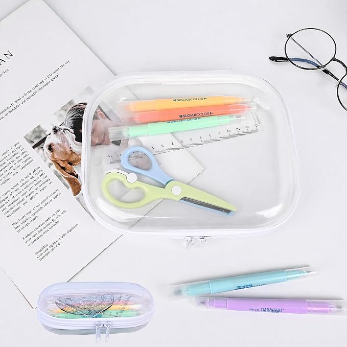 Clear Hard Shell Zipper Case,3PCS Transparent Clear Zipper Pouches,Hard Side Plastic Case Set,Portable Travel Storage Organizer Bins - Image 7