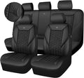 CAR PASS 3D Foam PU Leather Car Seat Covers Full Set,Luxury Breathable Faux Leather Seat Covers for Car,Anti Slip Universal Fit for SUVs Vans Sedan Truck Automotive,Armrest Airbag Compatible All Black by CARPASS