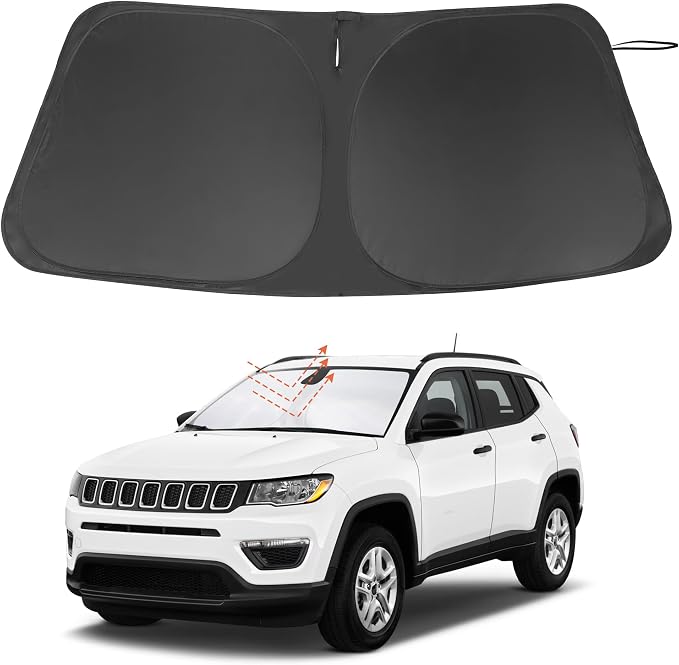 Windshield Sun Shade for 2017-2025 Jeep Compass Accessories | Full covered, Foldable & Durable, Block UV Rays, Reduce Heat, Easy to install, Keep Car Cooler by LHFLIVE