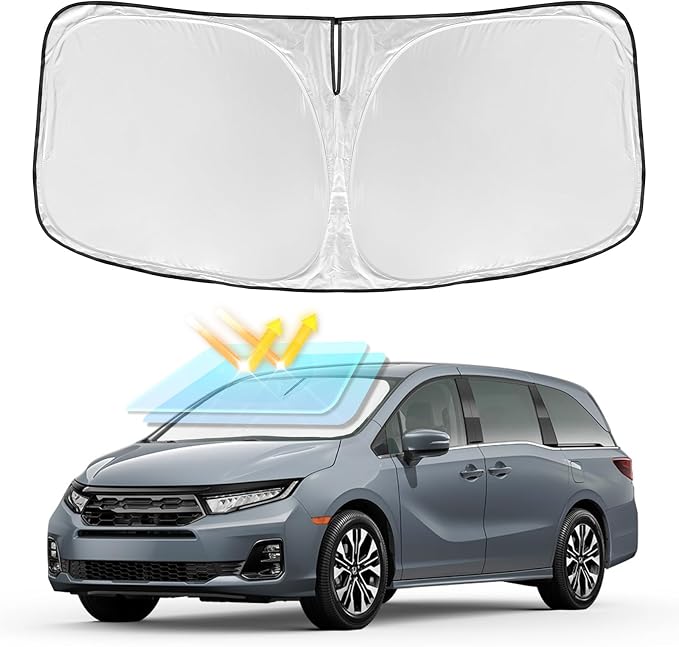 Sun Shade for Honda Odyssey Windshield Cover 2018-2026 4-Layer | Front Window Shade Custom for Odyssey LX EX EX-L Touring Elite Sunshade 250T Shade Blocks UV Rays Cooler Car Accessories by ZOIBVCARSUNSHADE