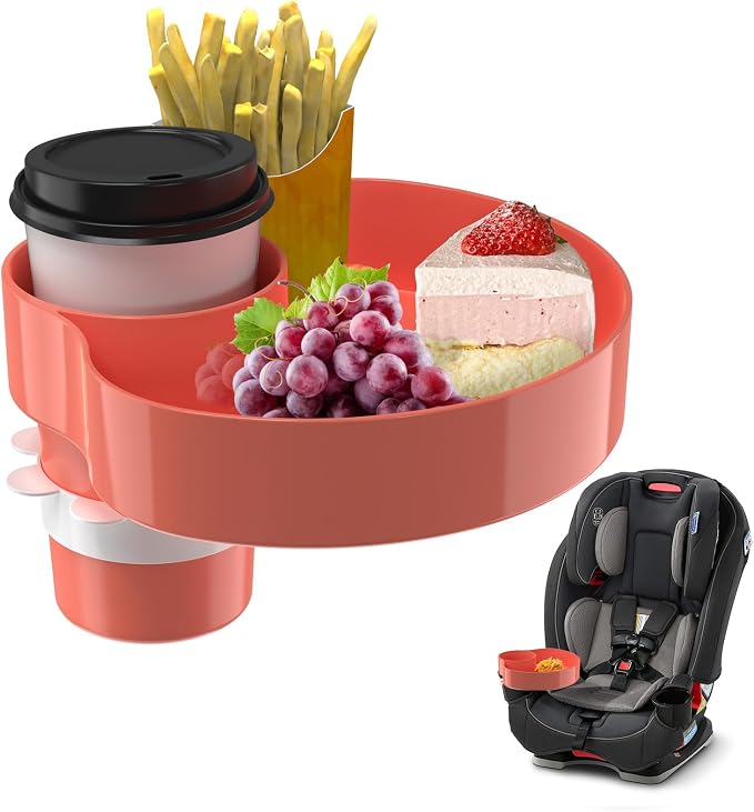 Kids Car Seat Tray, Travel Tray with Cup Holder for Toddler Baby, Kids Car Seat Food Snack Organizer for Road Trip, Stroller snack Organizer Travel Must Haves Toddler Must Haves (Orange) by SSPONT%C2%AE