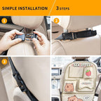 kids Leather Car Backseat Organizer with Foldable Table Tray, Car Storage Organizer with Tablet Holder, Car Seat Back Protectors Kick Mats, Travel Accessories (SEA OTTER2) - Image 9