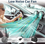 Car Fan, Portable USB Powered Dual Head Cooling Fan for Car, 360° Rotatable & 2 Speeds Adjustable & Mist Function, Powerful Air Circulation for Vehicle Truck SUV Jeep RV Boat, 12V - Image 9