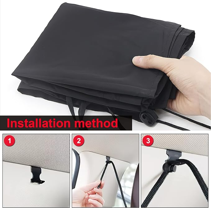 Set of 3 Privacy Curtains for Car, SUV, Van - Includes 1 Rear Seat Divider & 2 Side Windows Divider Curtains for Camping & Sleeping - Image 6