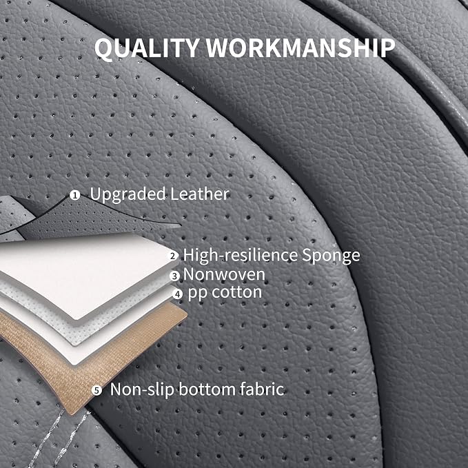 HChengkikz Front Car Seat Cover, Waterproof Faux Leather, Waterproof (Gray) | Easy Maintenance, Airbag Compatible, Universal Fit For Most SUVs Trucks Pick-ups Sedans - Image 8