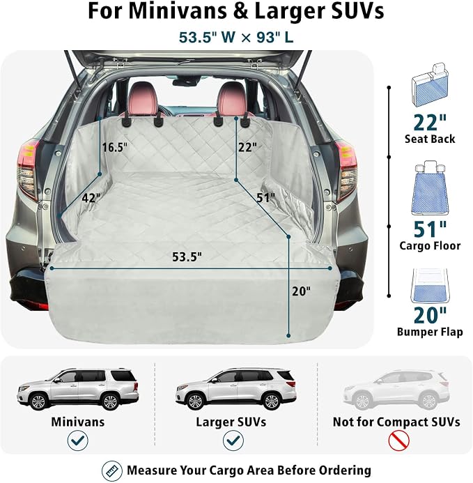 Veckle SUV Cargo Liner for Dogs - Trunk Cover with Bumper Flap Protector | Waterproof Pet Cargo Cover with Side Flaps, Dog Car Seat Cover with Non-Slip Trunk Mat, Prevents Scratches Pet Hair Mud Dirt - Image 2