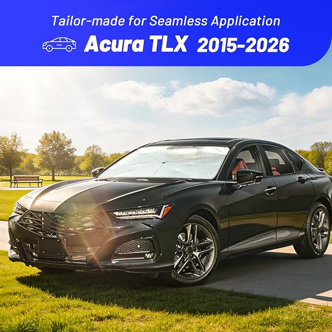 Windshield Sun Shade for Acura TLX 2015-2026, Foldable Umbrella Sunshade | Custom Fit Car Sun Visor with 360° Rotating Shaft, UV Protection Heat Shield Sun Blocker Heat Reflector and Easy Storage - Image 2