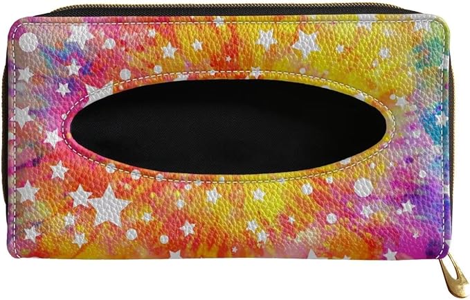 Biyejit 2 Pack Car Tissue Holder, Tie Dye Stars Premium Sun Visor Napkin Case, Hanging Car Accessories Used to Organize Paper Towels and Storage Small Items by Biyejit