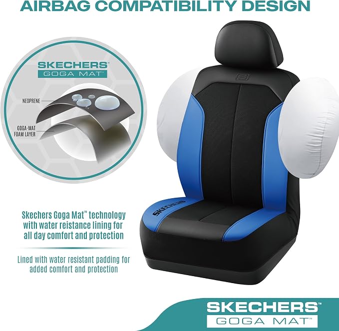 Skechers Car Seat Covers,GOGA Mat Oxford Cloth Seat Covers,Waterproof Car Seat Covers Front Seats,Automotive Universal Fit Seat Cover for Most Cars, Suvs, Trucks,Blue - Image 4