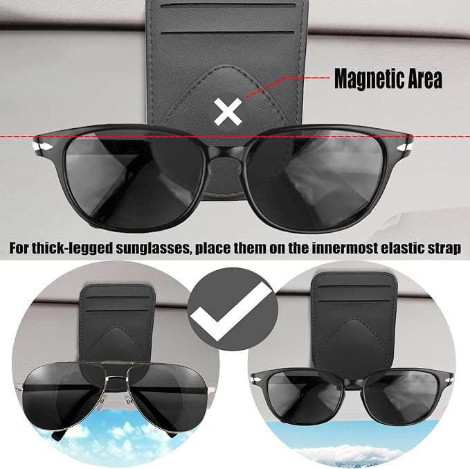 Visor Card Holder for Car Visor, 2 Card Slots Visor Glasses Clip, Strong Magnetic Visor Holder, Visor Accessories for Cars SUV(Gray1Pcs) - Image 5