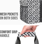 Extra Large Utility Tote Bag - Oversized Collapsible Reusable Wire Frame Rectangular Canvas Basket With Two Exterior Pockets For Beach, Pool, Laundry, Car Trunk, Storage - Geometrc Black - Image 8
