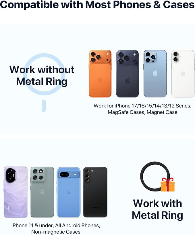 miracase for MagSafe Car Mount【Strong Magnets】 Magnetic Phone Holder for Dashboard，360 Adjustable Car Phone Holder, Compatible with Garmin GPS iPhone Android and All Smartphones, Black - Image 4