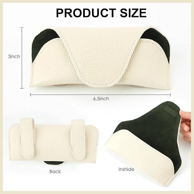 Magnetic Sunglass Holder for Car Visor, Leather Car Glasses Holder | Beige Visor Accessories Eyeglasses Holder Glasses Storage Case - Image 7