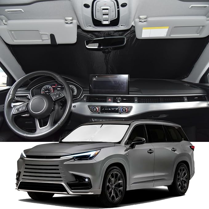 Windshield Sunshade for Lexus TX TX350/TX500h/TX550h+ 2024-2026 | Sun Shade Car Windshield Upgrade 4 Layers Blocks UV Rays Custom Fit TX 240T Car Window Shades Keep Cool Foldable by ZOIBVCARSUNSHADE