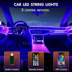 Interior Car LED Strip Lights Car Accessories APP Control with Remote 5 in 1 Music Sync Color Change RGB Ambient Lighting Kit with 275 inches Fiber Optic USB Charger Light Strips Decorations - Image 2