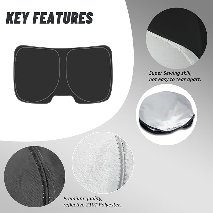 D-Lumina Rear Tailgate Window Sun Shade for 2015-2025 Fo-rd F150 F250 F350 Accessories, Window Sunshade Sun Visor Protector Block UV Rays Heat (Not for Sliding Window), Foldable 2 Layers 210T Material - Image 4
