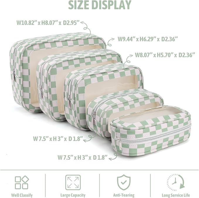 5PCS Diaper Bag Organizer Pouch Set,TSA Approved Toiletry Bag, Waterproof TPU Makeup Bag Set, Travel Organizer Bags for Women and Kids，Mothers Day Gifts - Image 3