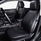 Flying Banner car seat Covers Protects Water Proof Faux Leather Carbon Fiber Front and Rear Bench (Black Black, Full Set - 9PCS) - Image 3