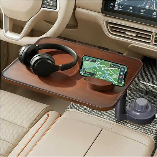 Car Tray Table & Car Laptop Desk, Height-Adjustable 360° Rotating Wood Car Laptop Mount, Steering Wheel Tray, Cup Holder Table,Compatible with Tesla & Most Vehicles Walnut by HandmadeFlowerKnitBlanket%E2%80%93ABouquetofWarmth