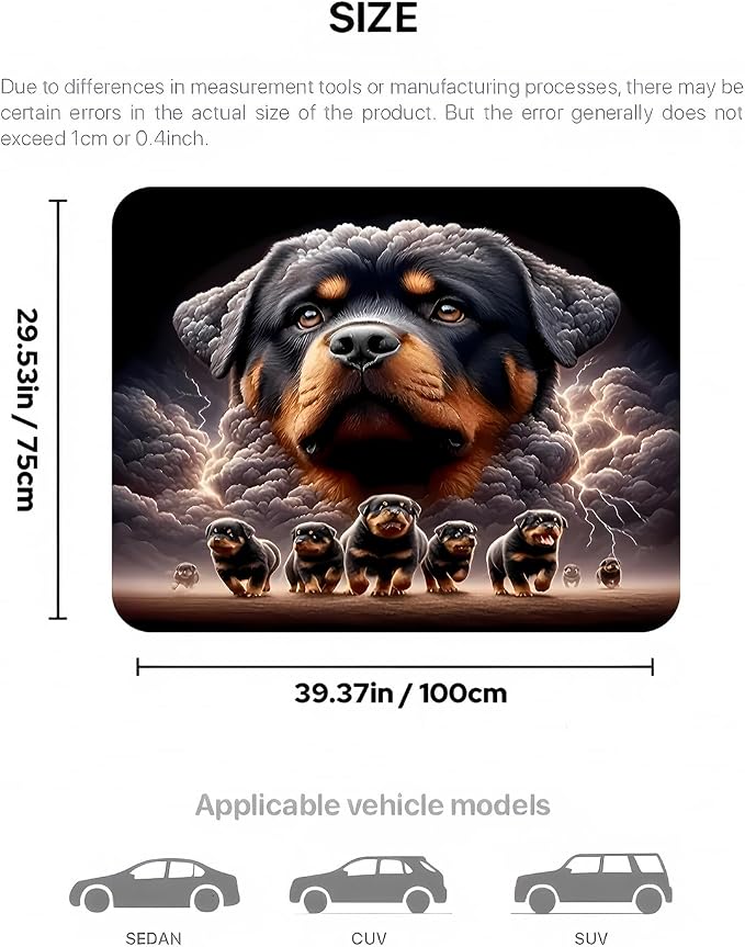 Universal Car Trunk Mat 29" x 39", Rottweiler Print All Weather Trunk Protection Cargo Liner, Durable Cargo Mat Rear Trunk Liner, Stylish Vehicle Interior Accessories Suitable for Most Car Models - Image 2